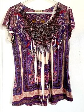Y2K Vintage Paisley Boho Top
